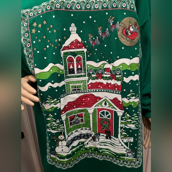 Christmas Nightgown Green Vintage - Picture 10 of 11